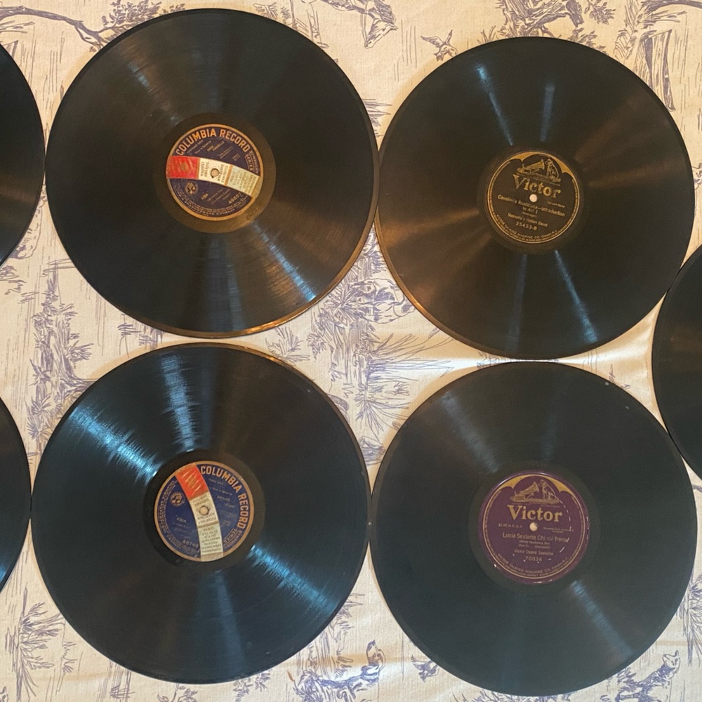 6 Antique Columbia & Victor Black Vinyl Records Early 1900s